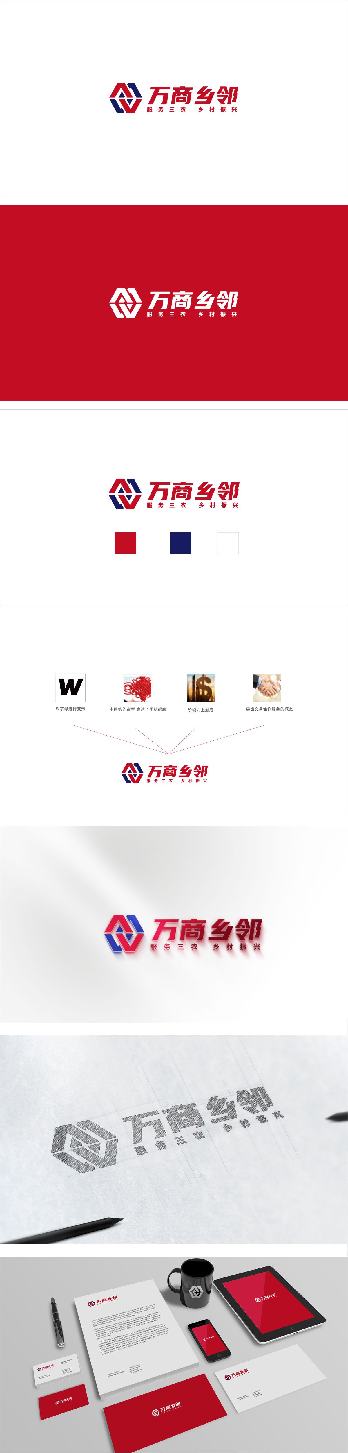 万商乡邻政府公益组织LOGO设计