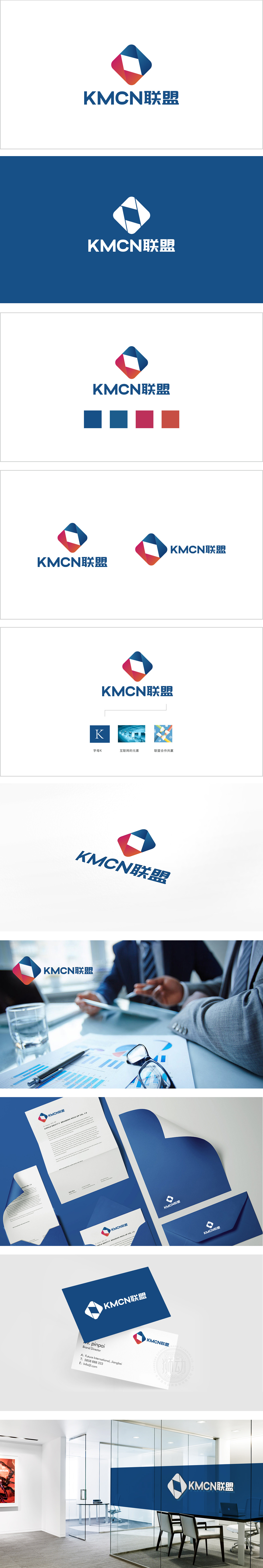 KMCN联盟 金融财务 LOGO设计