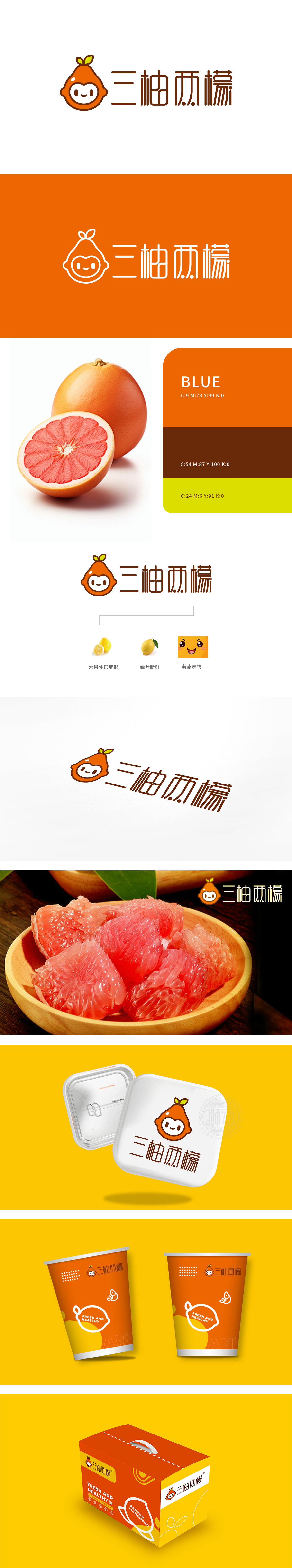 三柚两檬 生鲜/农产品 LOGO设计