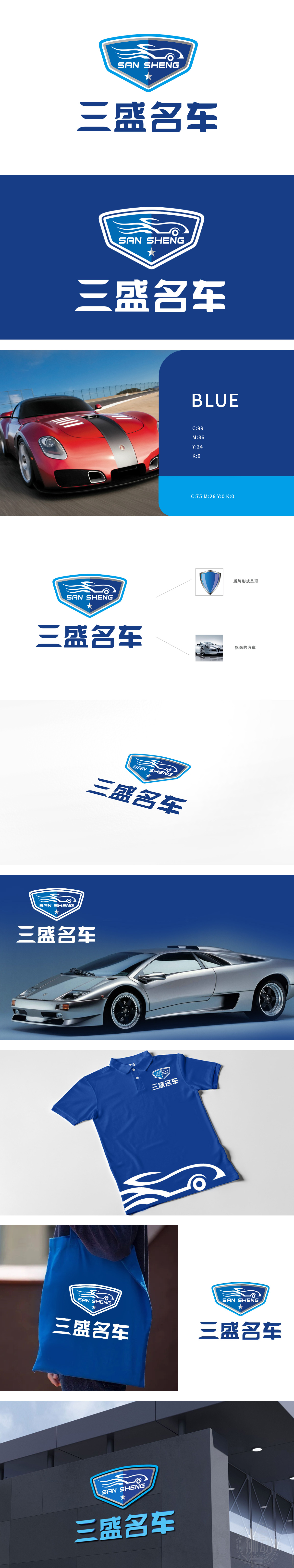 三盛汽车 车辆养护/租赁/销售 LOGO设计