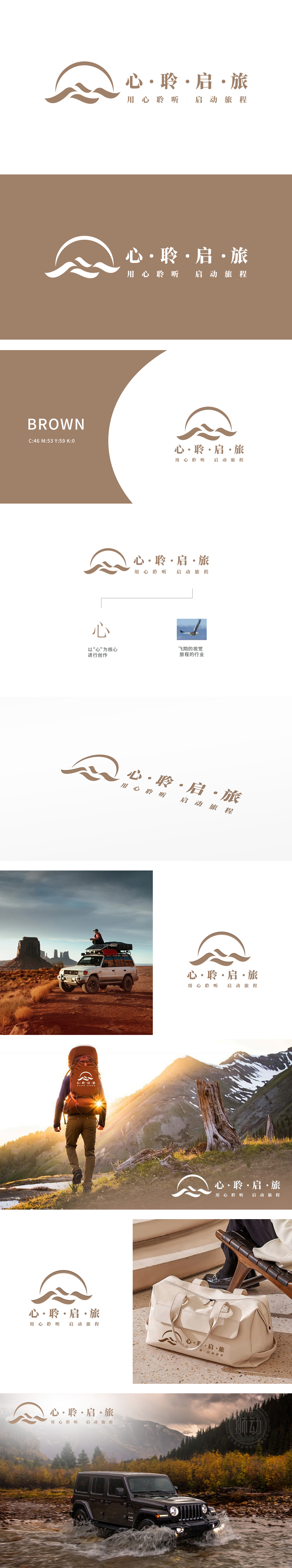 心聆启旅 旅游 LOGO设计