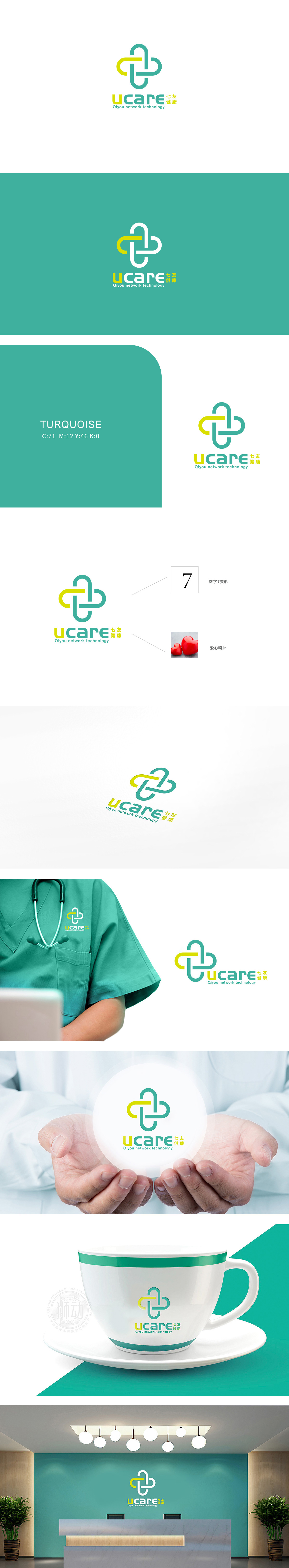 七友健康 医疗服务 LOGO设计