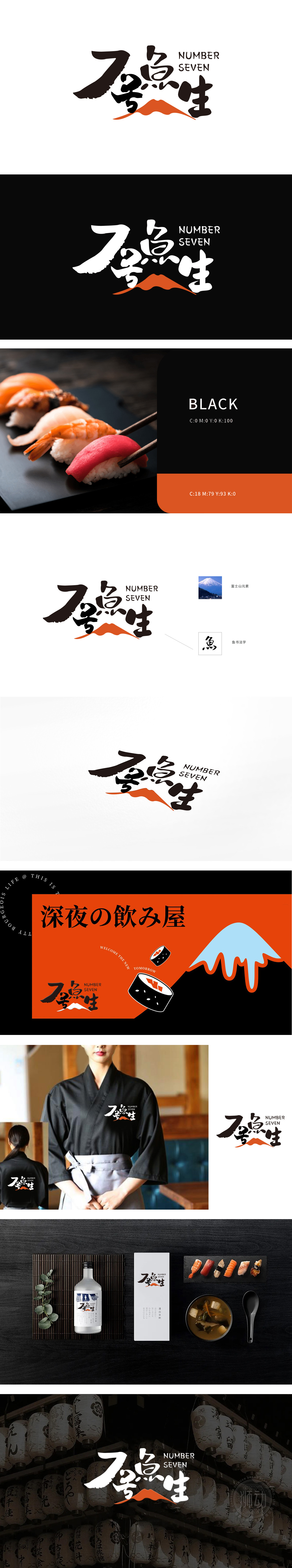 7号鱼生 餐饮 LOGO设计