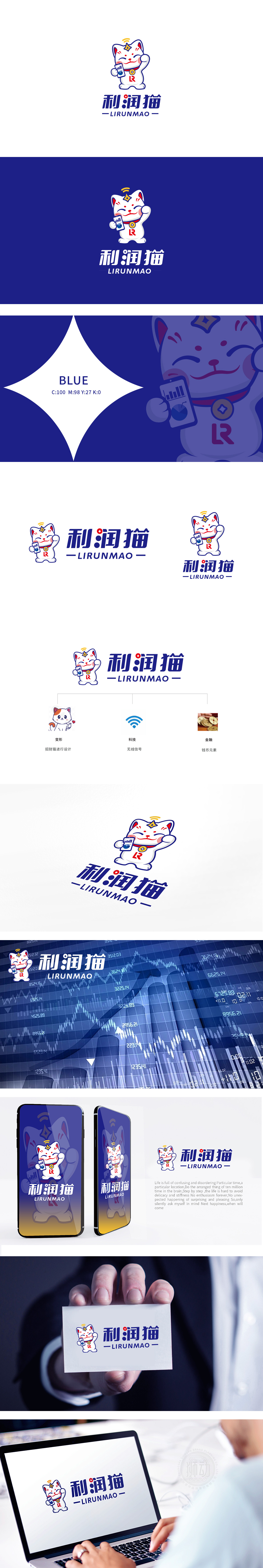 利润猫 金融财务 吉祥物设计