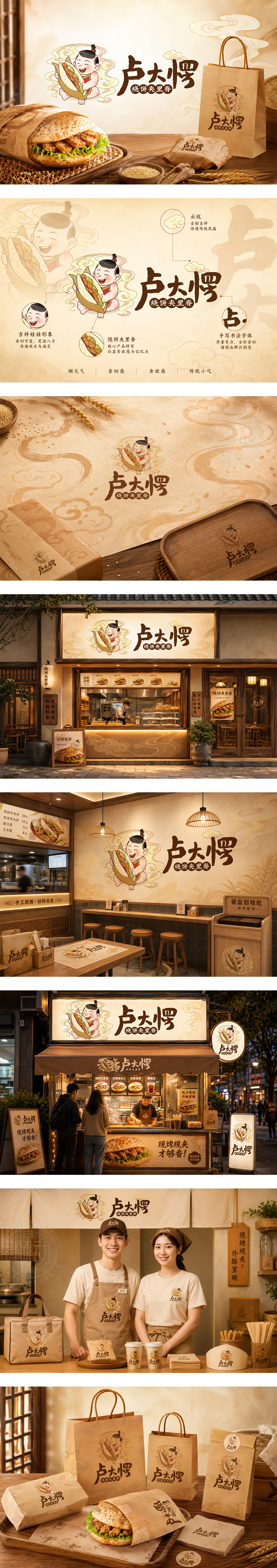 卢大愣烧饼夹里脊中式传统小吃街头快餐现烤烧饼夹肉快餐连锁品牌