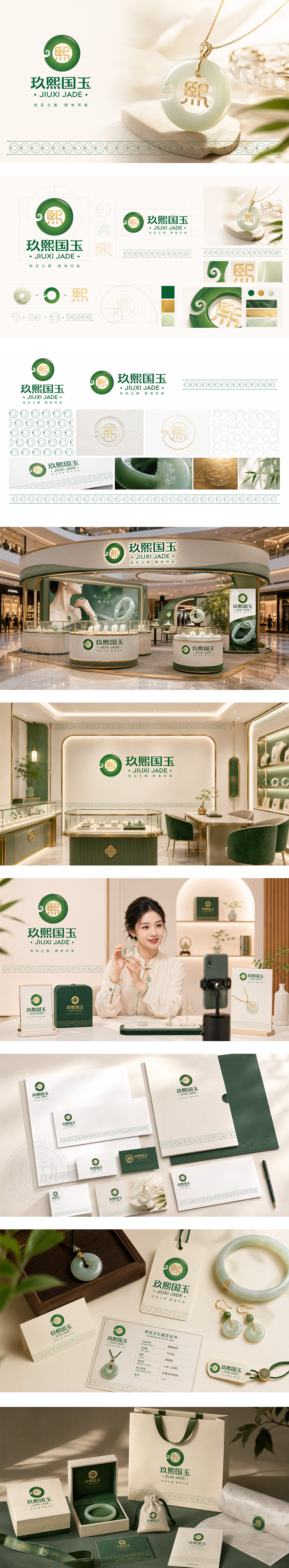 玖熙国玉珠宝玉石礼品玉器翡翠和田玉饰品东方美学珠宝品牌LOGO商标设计