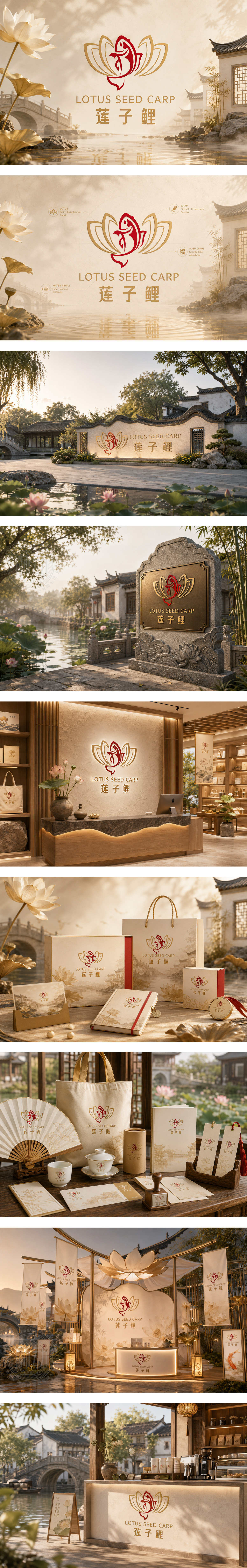 莲子鲤文旅IP鲤鱼文旅景区文创地域文化IP江南水乡文创品牌LOGO商标设计