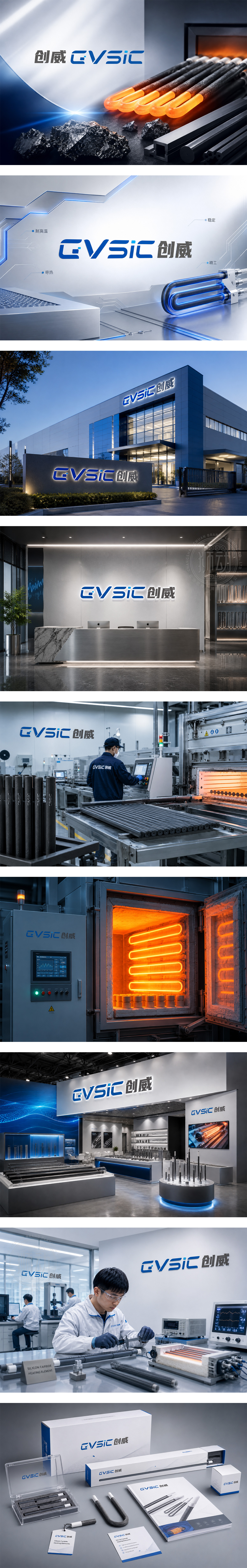 创威-CWSIC碳化硅发热体SiC加热棒硅碳棒加热元件发热芯高温组件