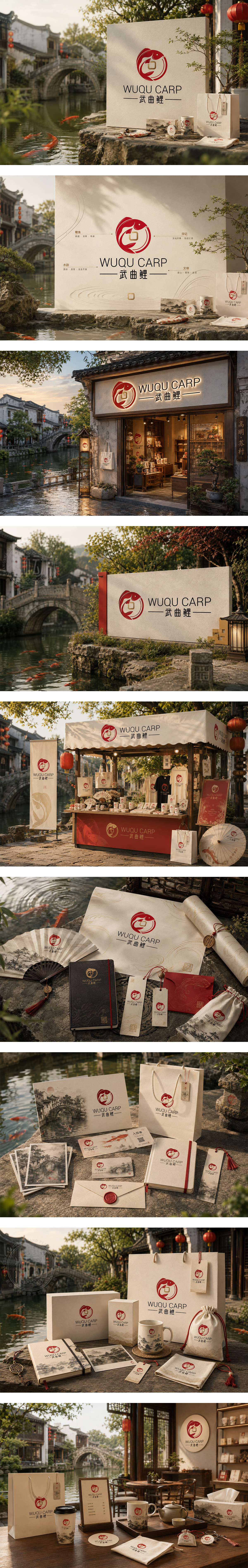 武曲鲤文旅IP鲤鱼文旅景区文创国潮文创江南水乡文创品牌LOGO商标设计